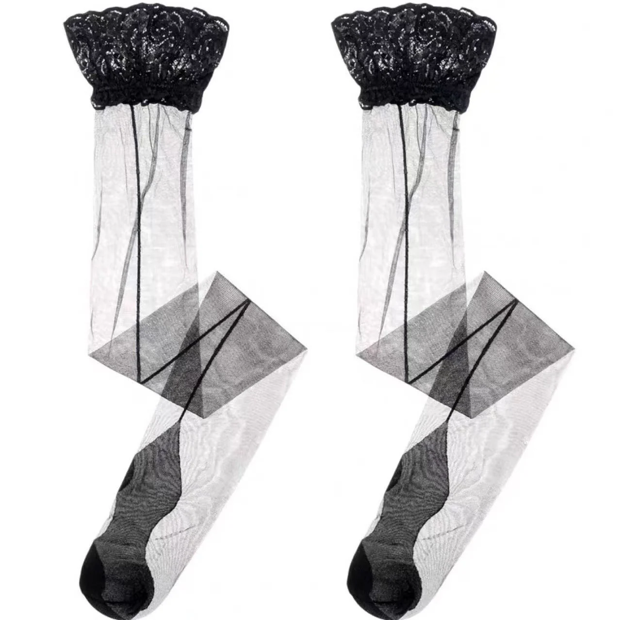 Black Lace Sexy Stockings - Image 2