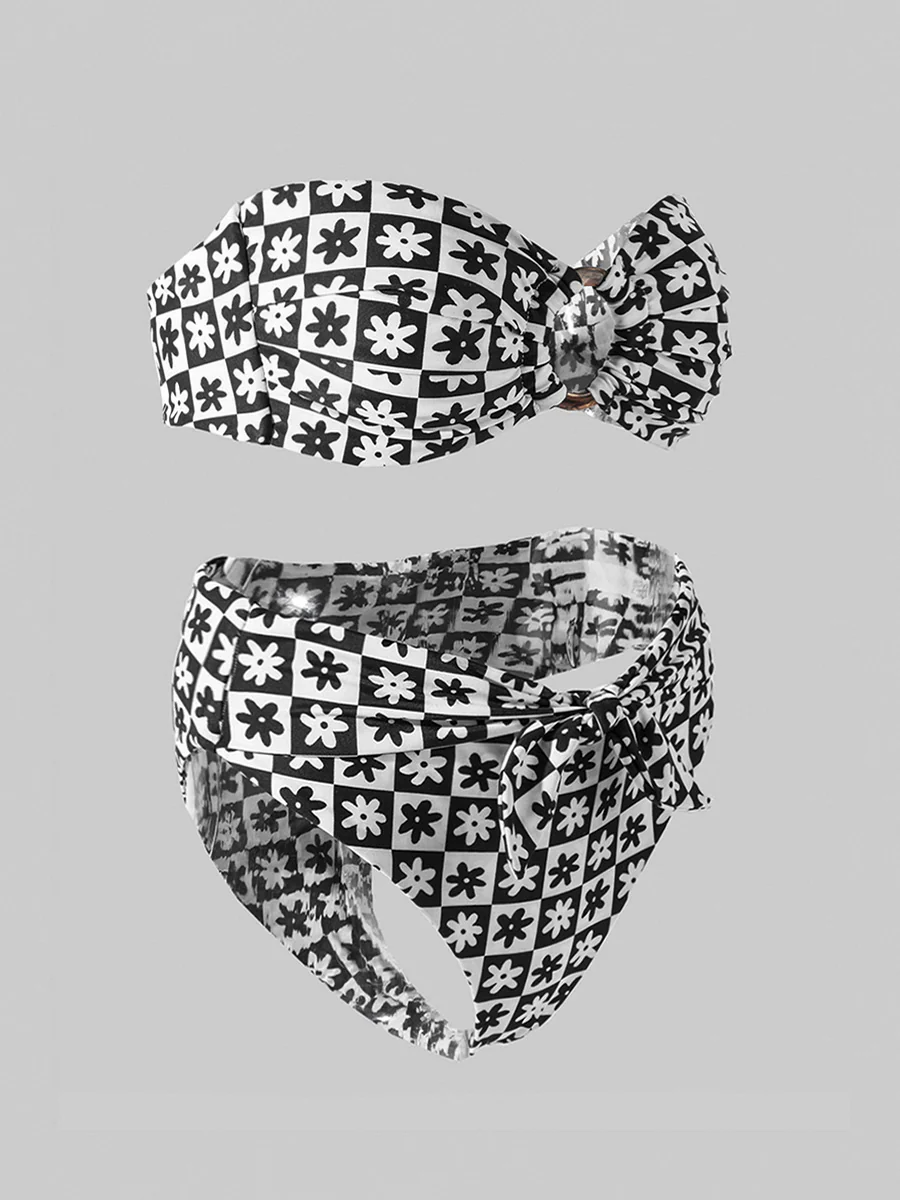 Black&White Square Double layer High-Waisted Bikini Set - Image 7