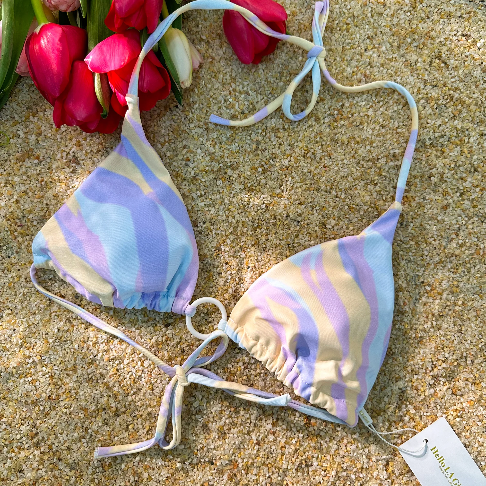 Purple Digital PrintingDouble Fabric Bikini Set - Image 7