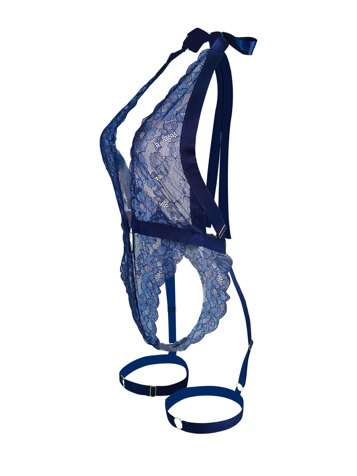 Blue Sexy Lace Suspenders Shapewear - Image 9