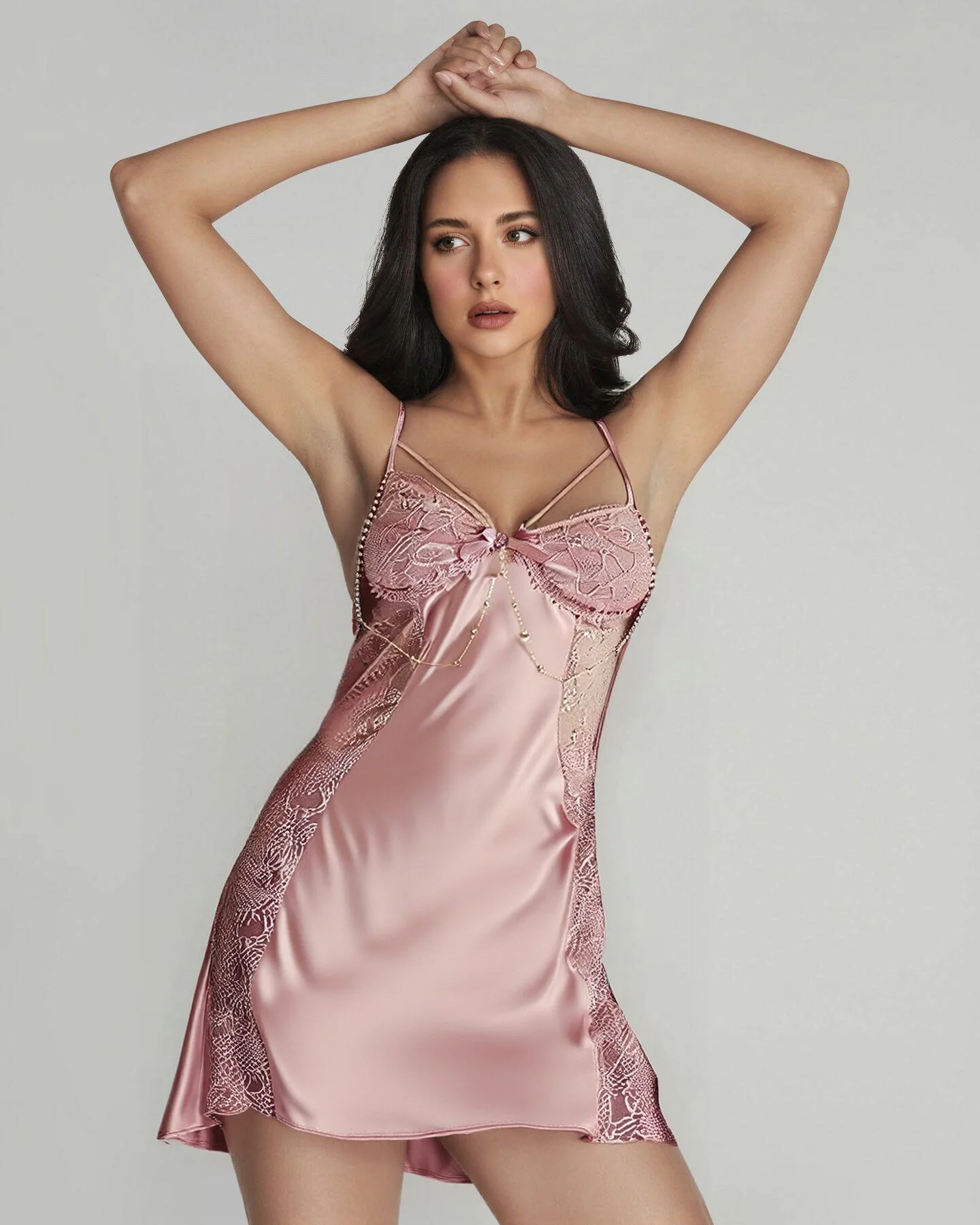 Blush Lace Satin Chemise