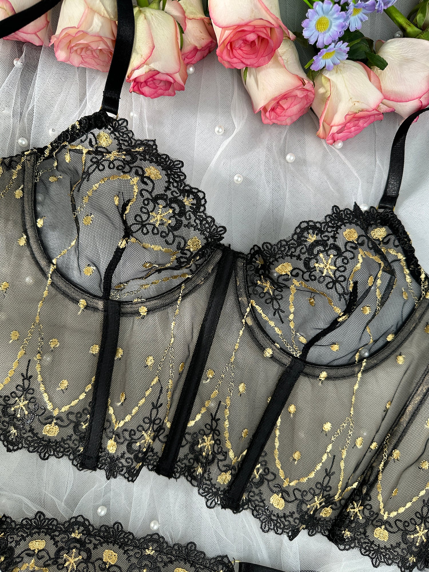 Chic Luxe Noir & Gold Lingerie Set - Image 20