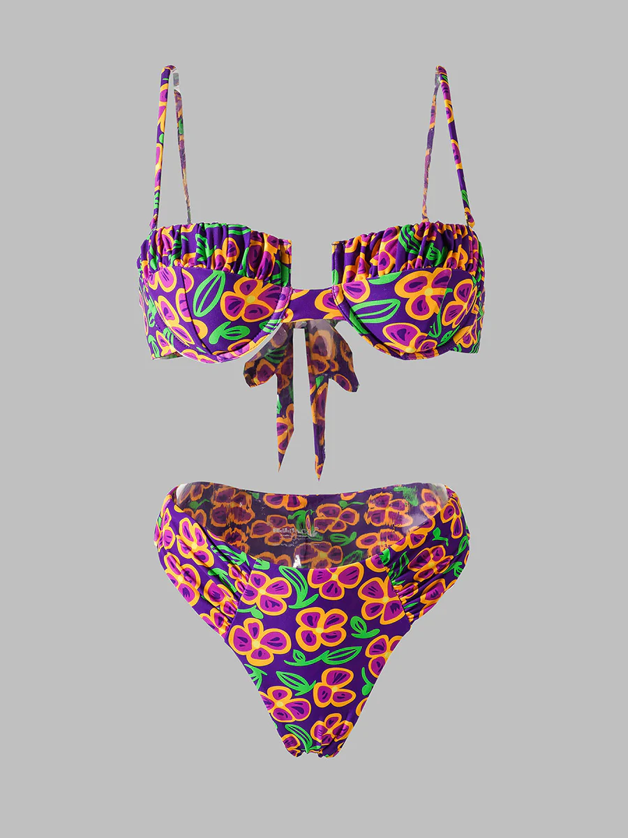 Dark Purple  High-Waisted Bikini Set - Image 4