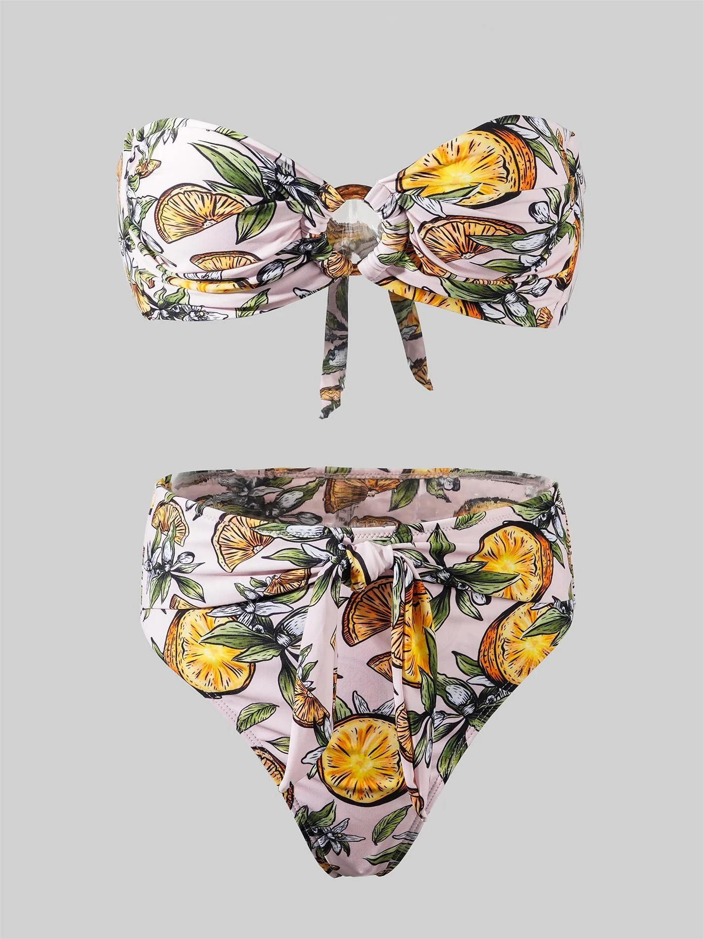 Lemon Print Double layer High-Waisted Bikini Set - Image 5
