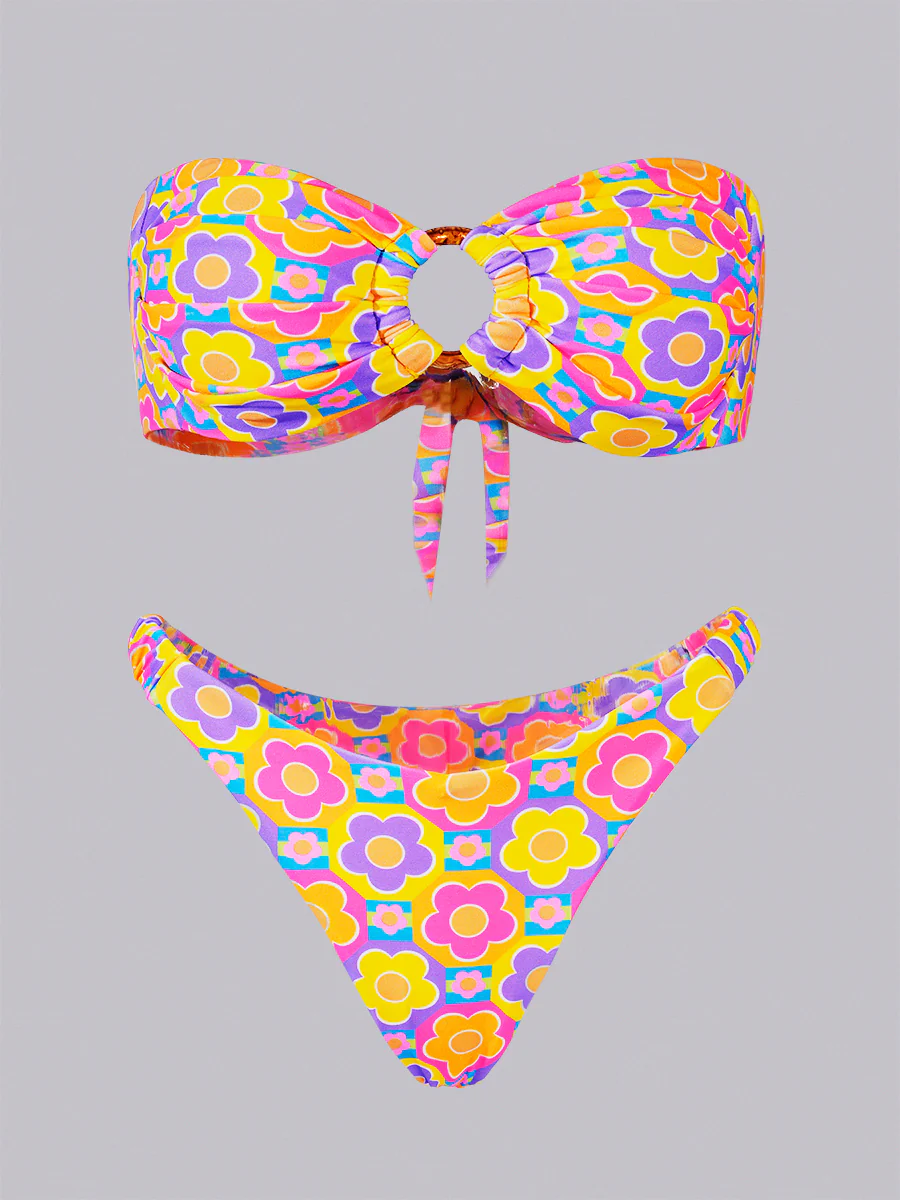 Multi Floral Print Double layer Bikini Set - Image 5