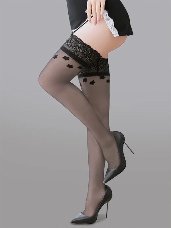 Flower Lace High Stockings - Image 2