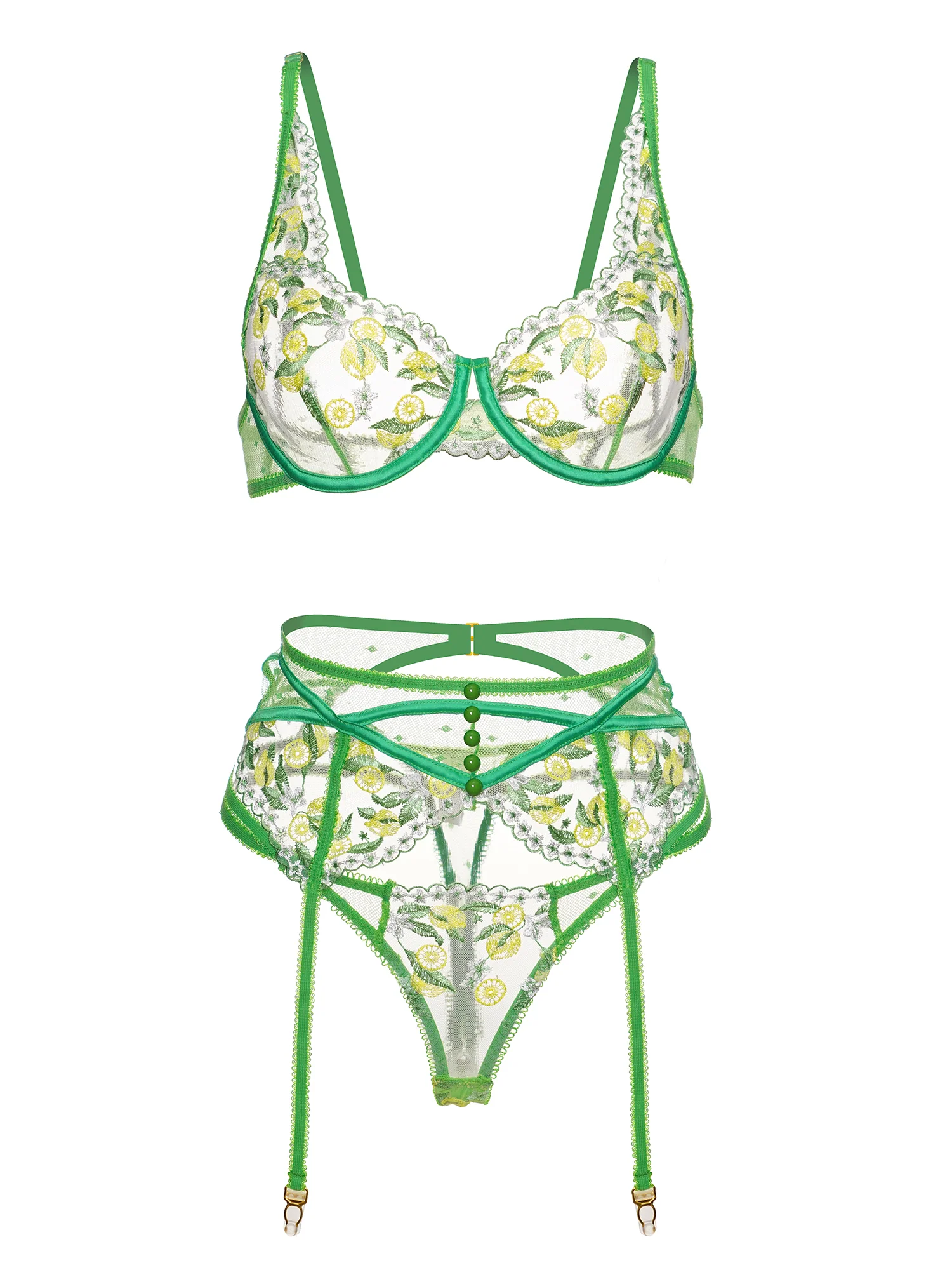 Fresh Lemon Embroidery Lingerie Set - Image 14