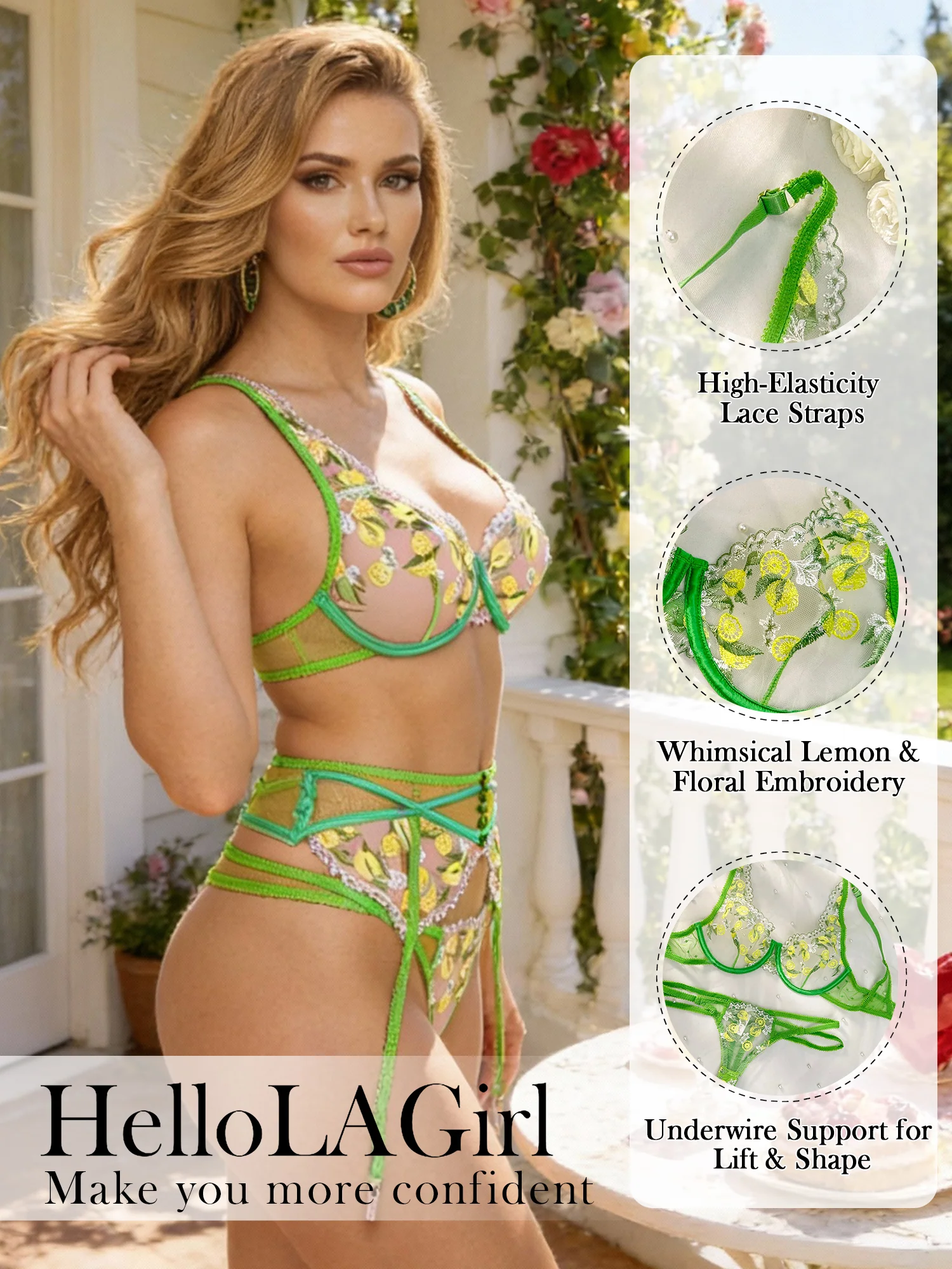 Fresh Lemon Embroidery Lingerie Set - Image 17