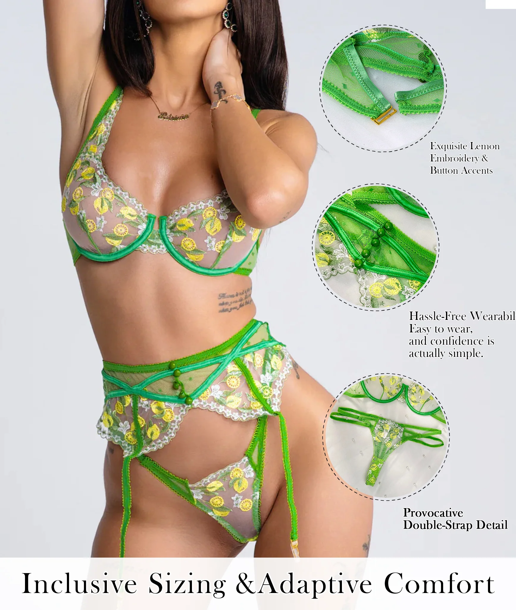 Fresh Lemon Embroidery Lingerie Set - Image 18