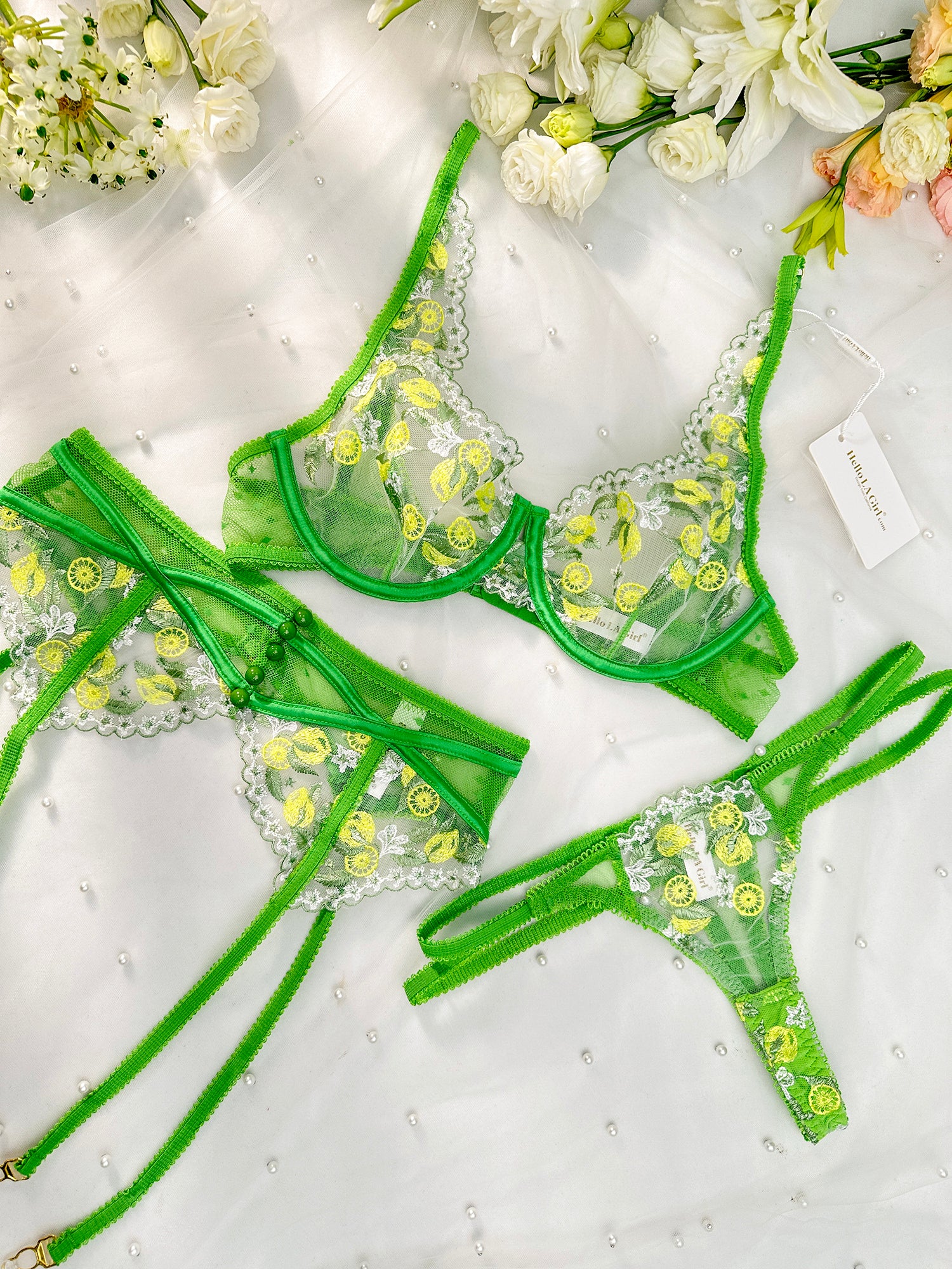 Fresh Lemon Embroidery Lingerie Set - Image 8