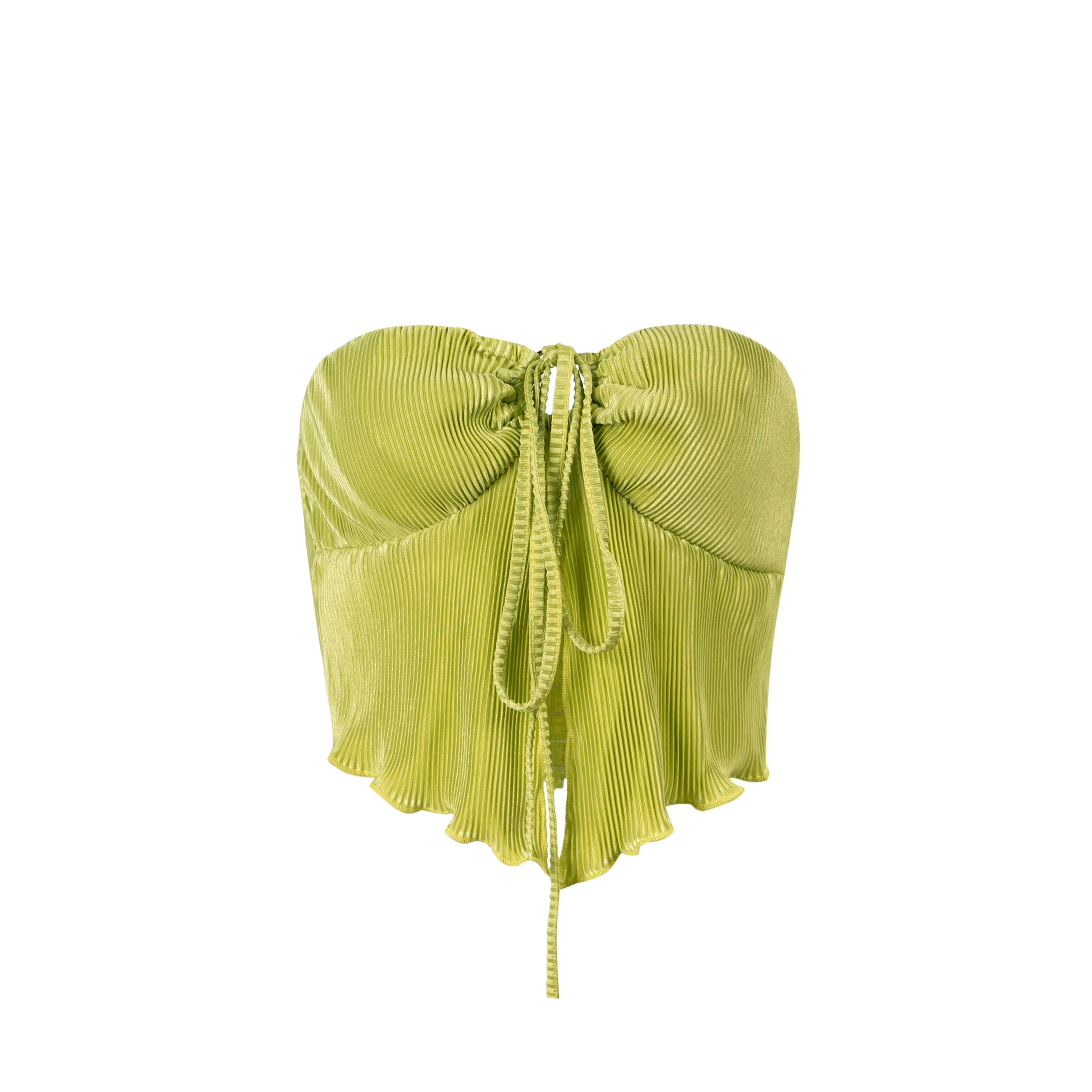 Green Halter Criss Cross Bandage Lace Up Backless Crop Top - Image 3