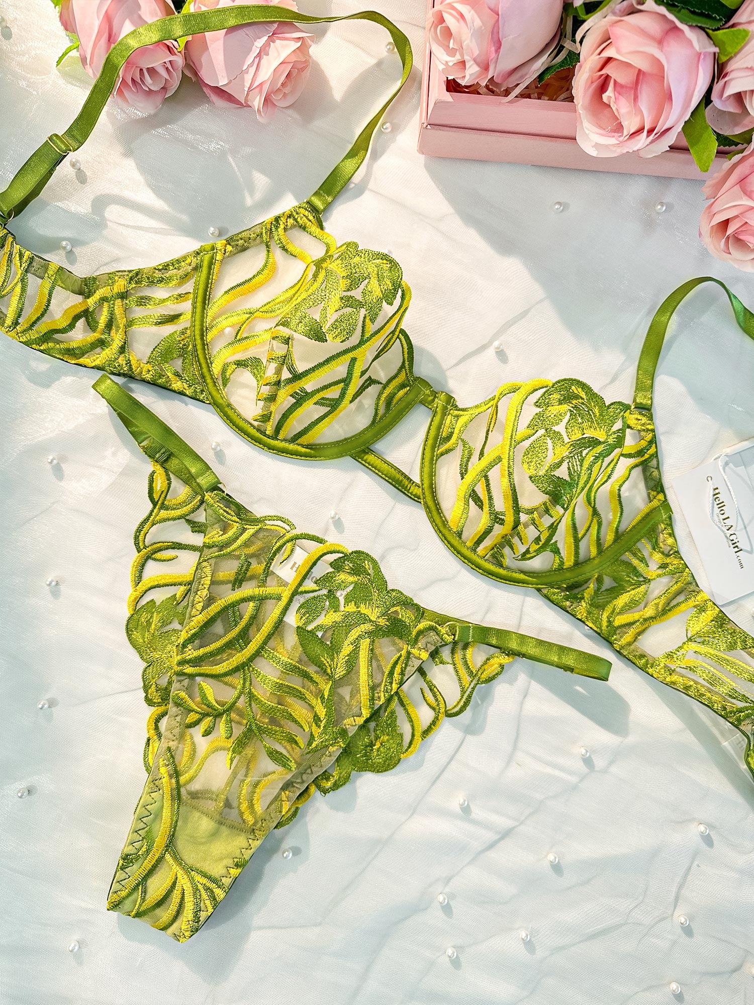 Green Leaves Lingerie Set - Image 21