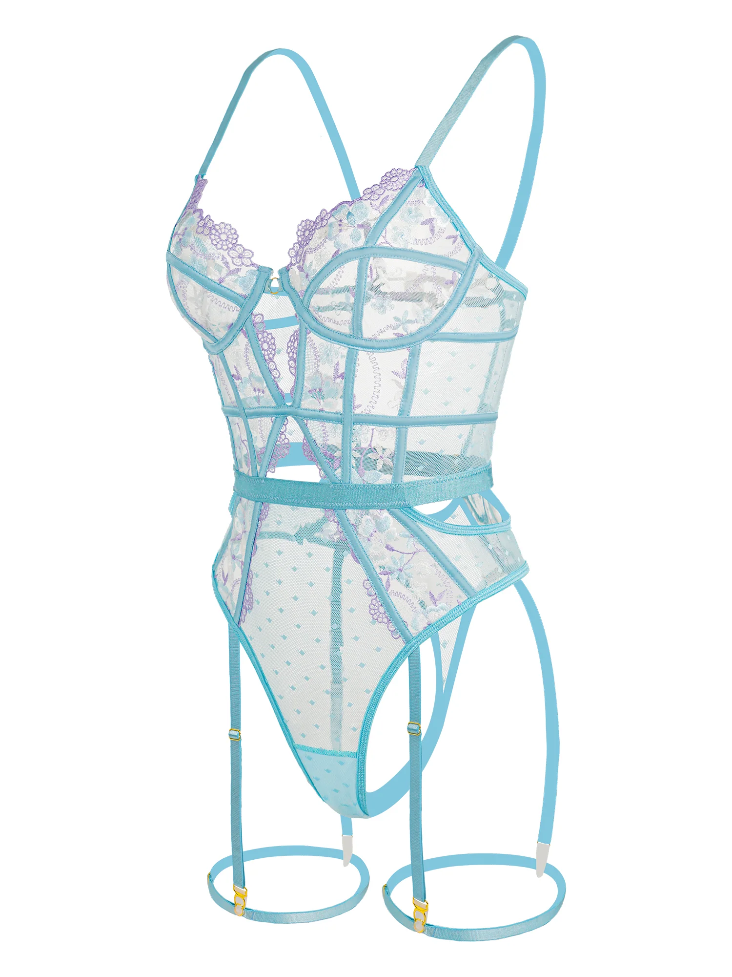 Indigo Dreams Floral French-inspired Sensual Bodysuit - Image 11