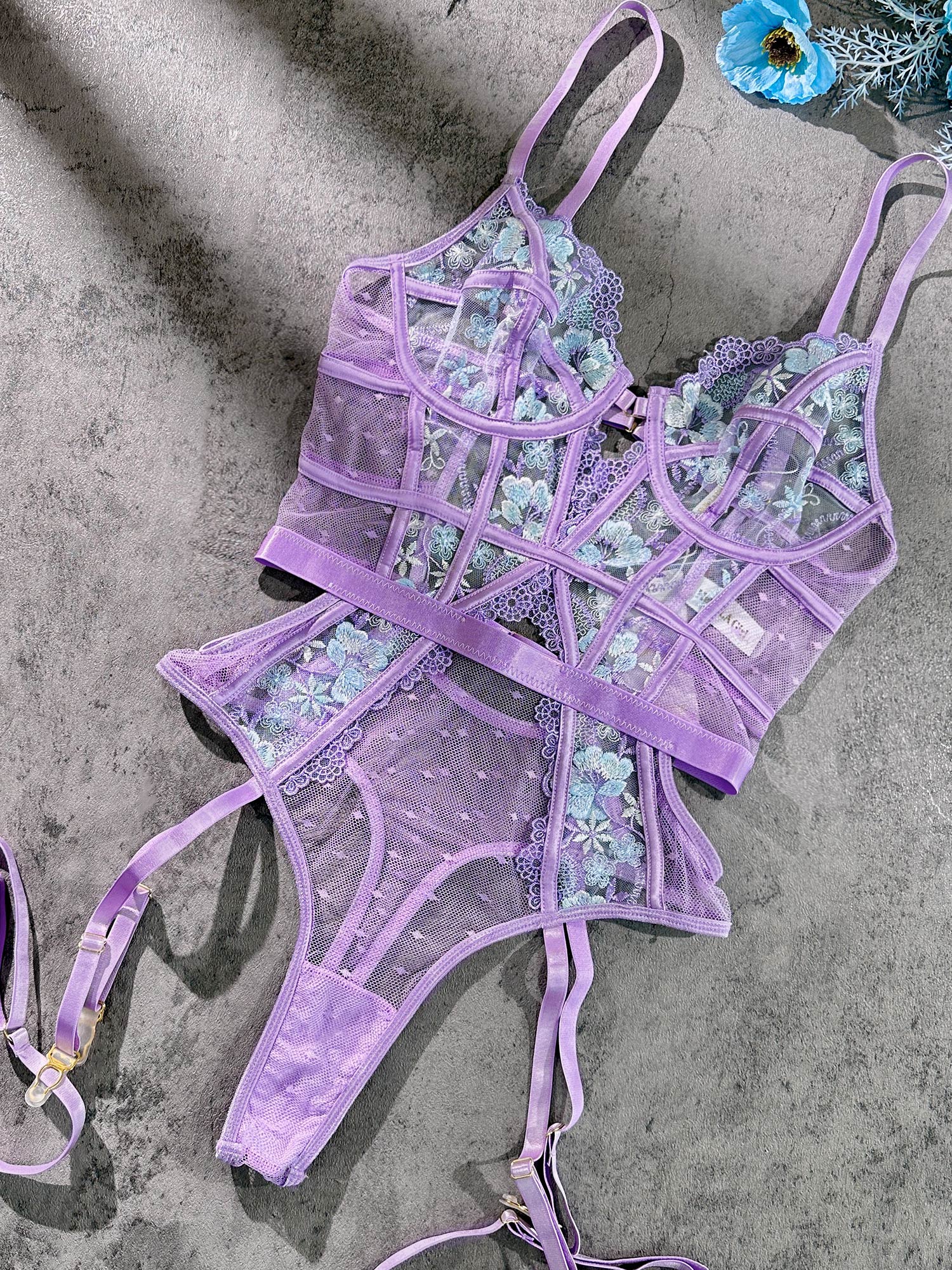 Lavender Blossom Embroidered French-inspired Bodysuit - Image 11