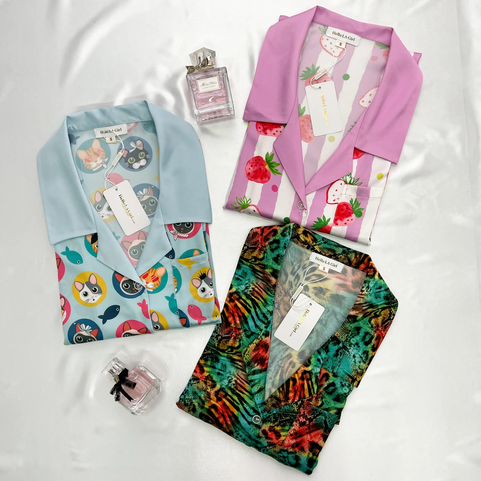 Leopard Pink Sleep Shirt Silky Satin Pajamas Sleepshirt - Image 10