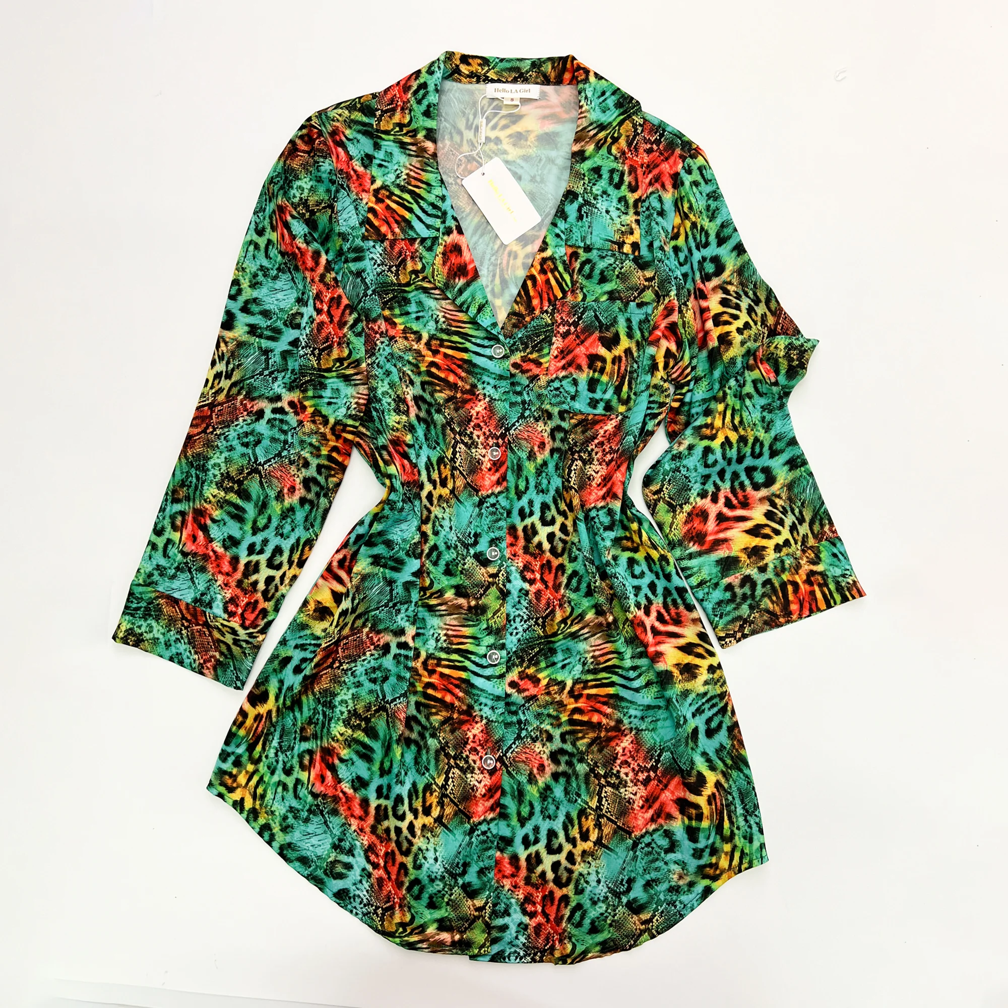 Leopard Pink Sleep Shirt Silky Satin Pajamas Sleepshirt - Image 7