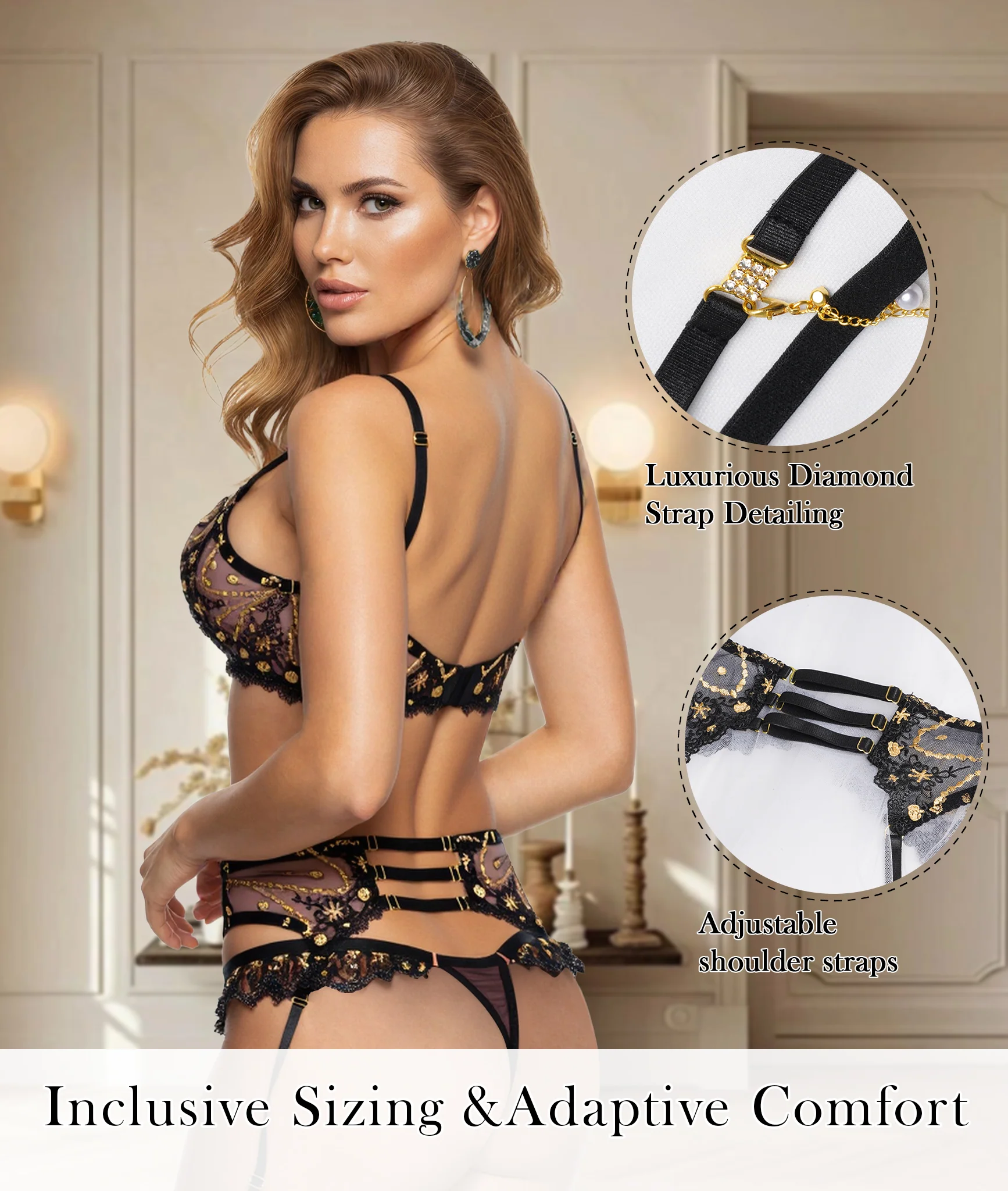 Opulent Lace Pearl-Embellished Lingerie Set - Image 15