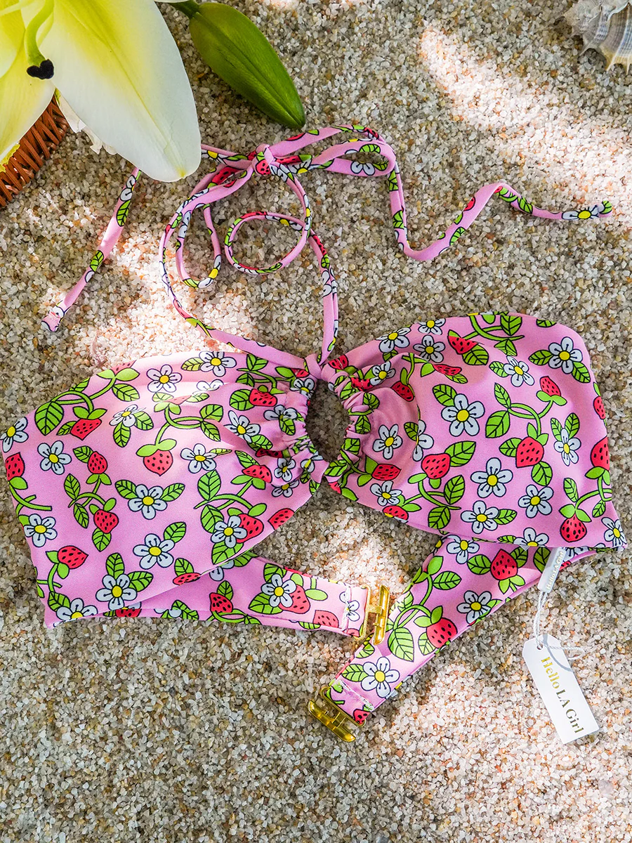 Pink Strawberry Double Fabric Bikini Set - Image 7