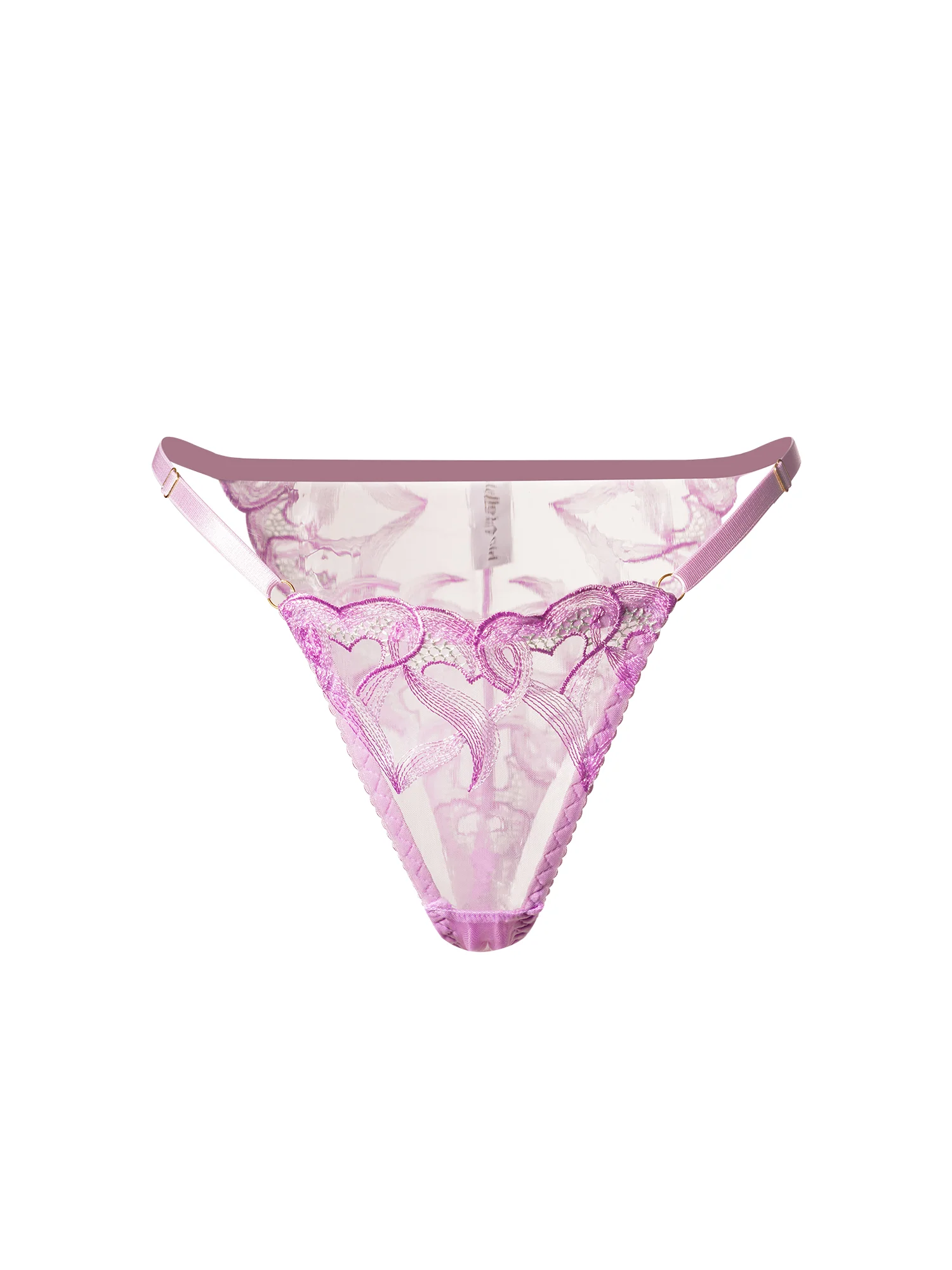 Purple Embroidered Thong