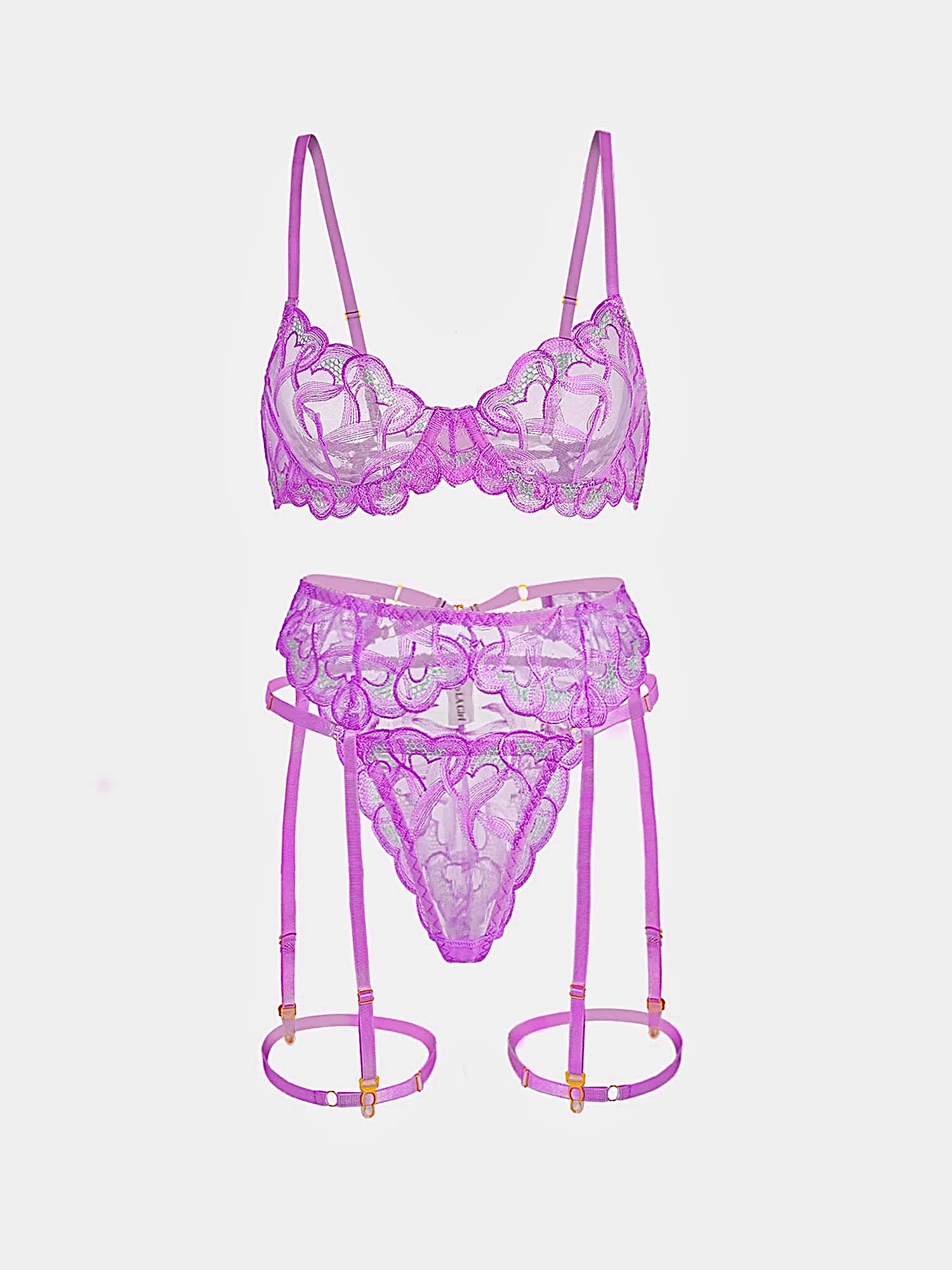 Purple Embroidery Lingerie Set - Image 4