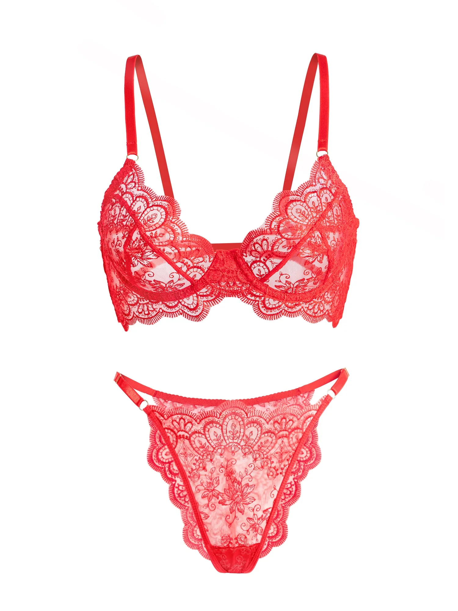 Red Exquisite Lace Lingerie Set - Image 3