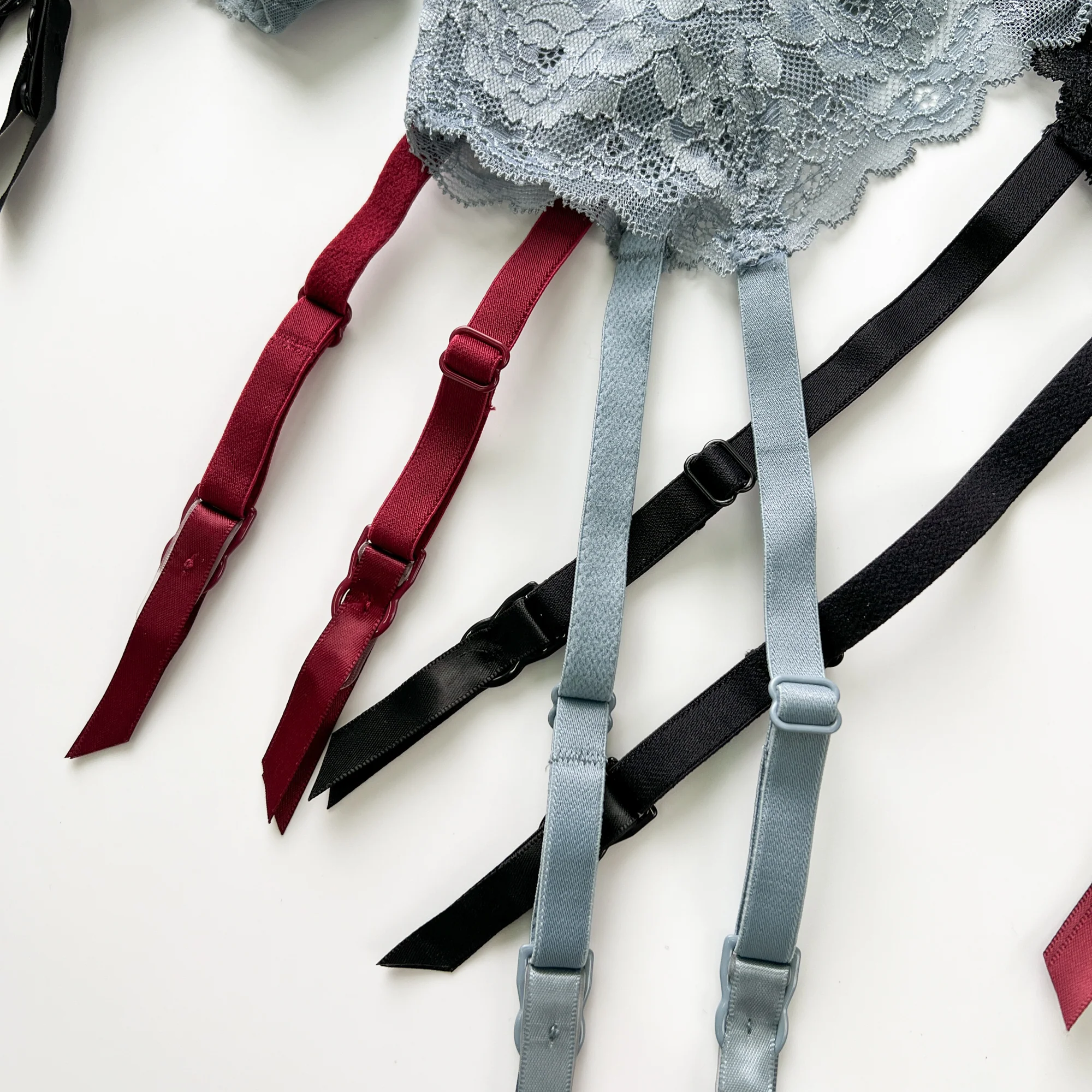 Red Floral Lace Trim Garter Belt Lingerie - Image 6
