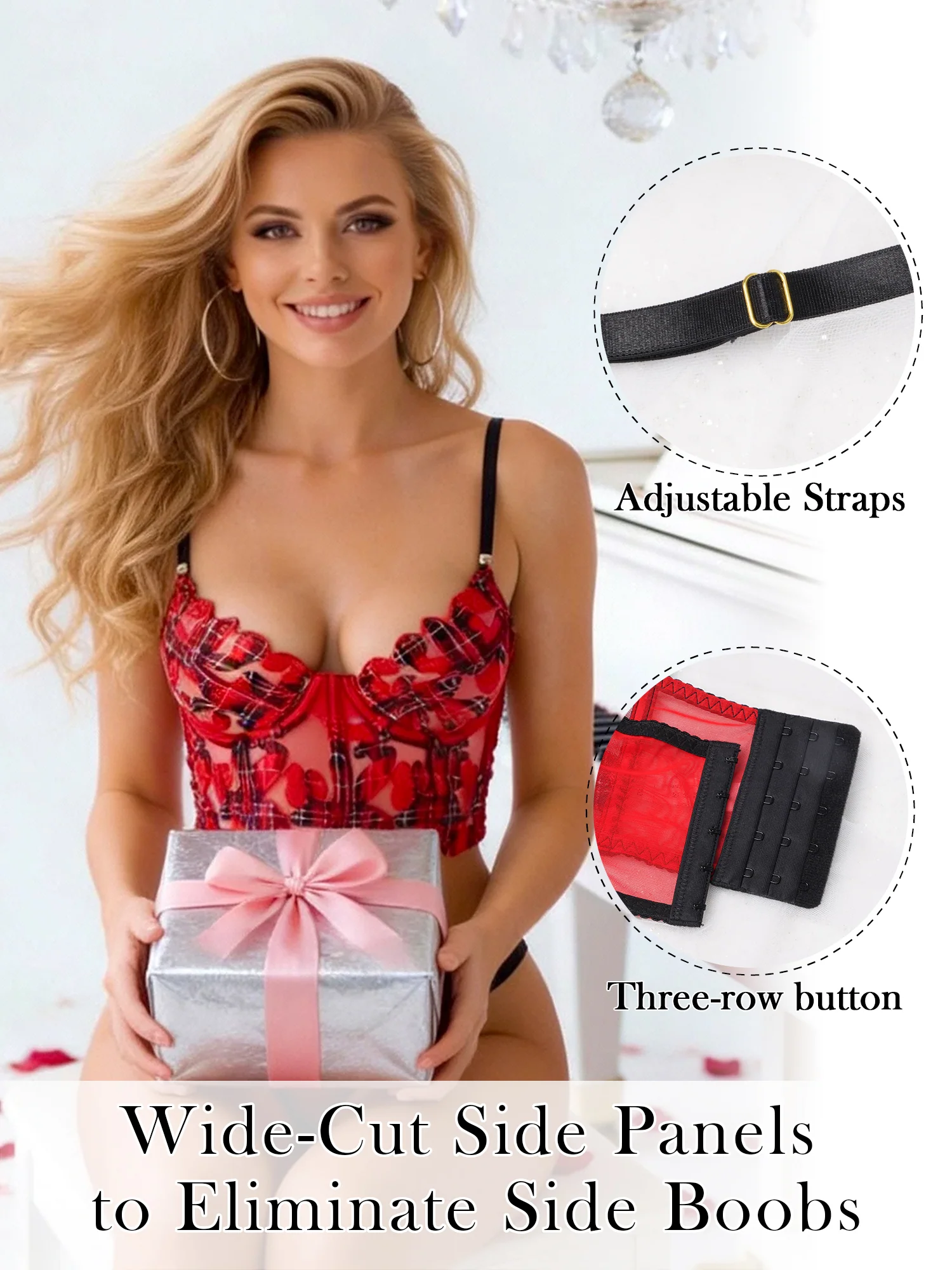 Red Tartan Flower Lingerie Set - Image 20