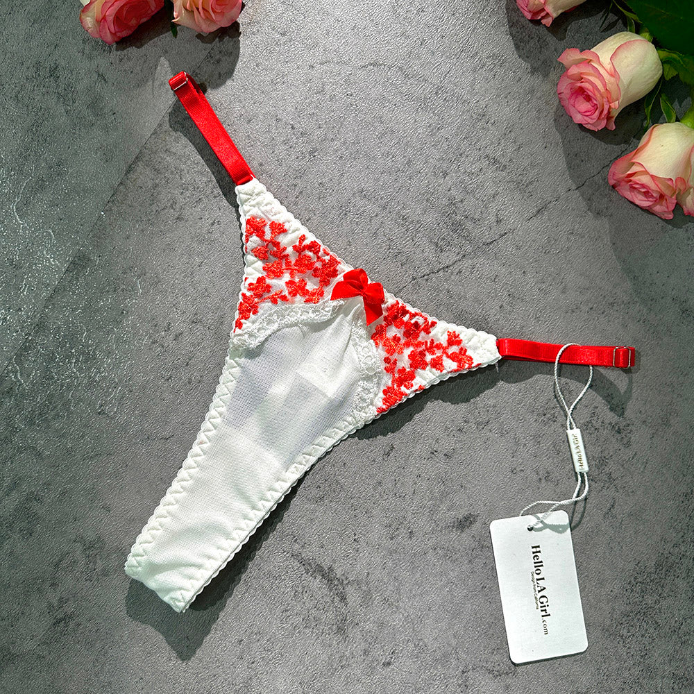 Scarlet Floral Embroidery Sheer Lingerie Set - Image 9