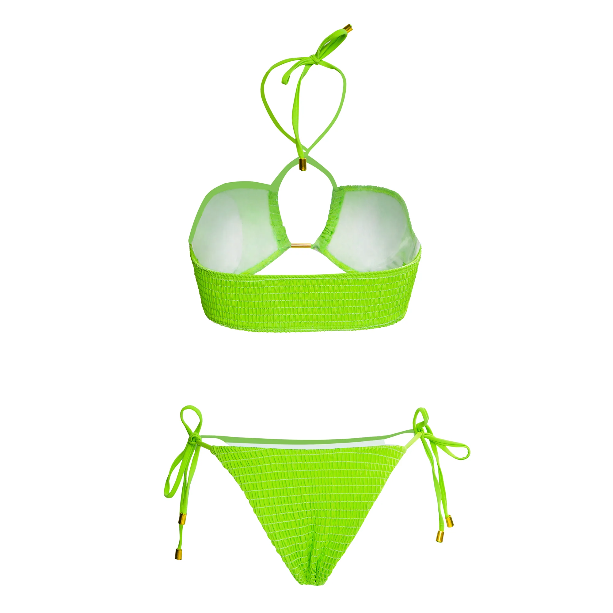 Solid Color Metal Sexy Bikini Set - Image 7