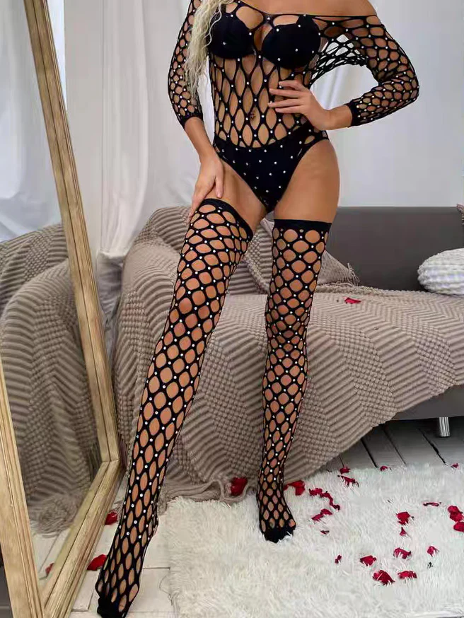 Thigh-High Fishnet Pantyhose - Image 4