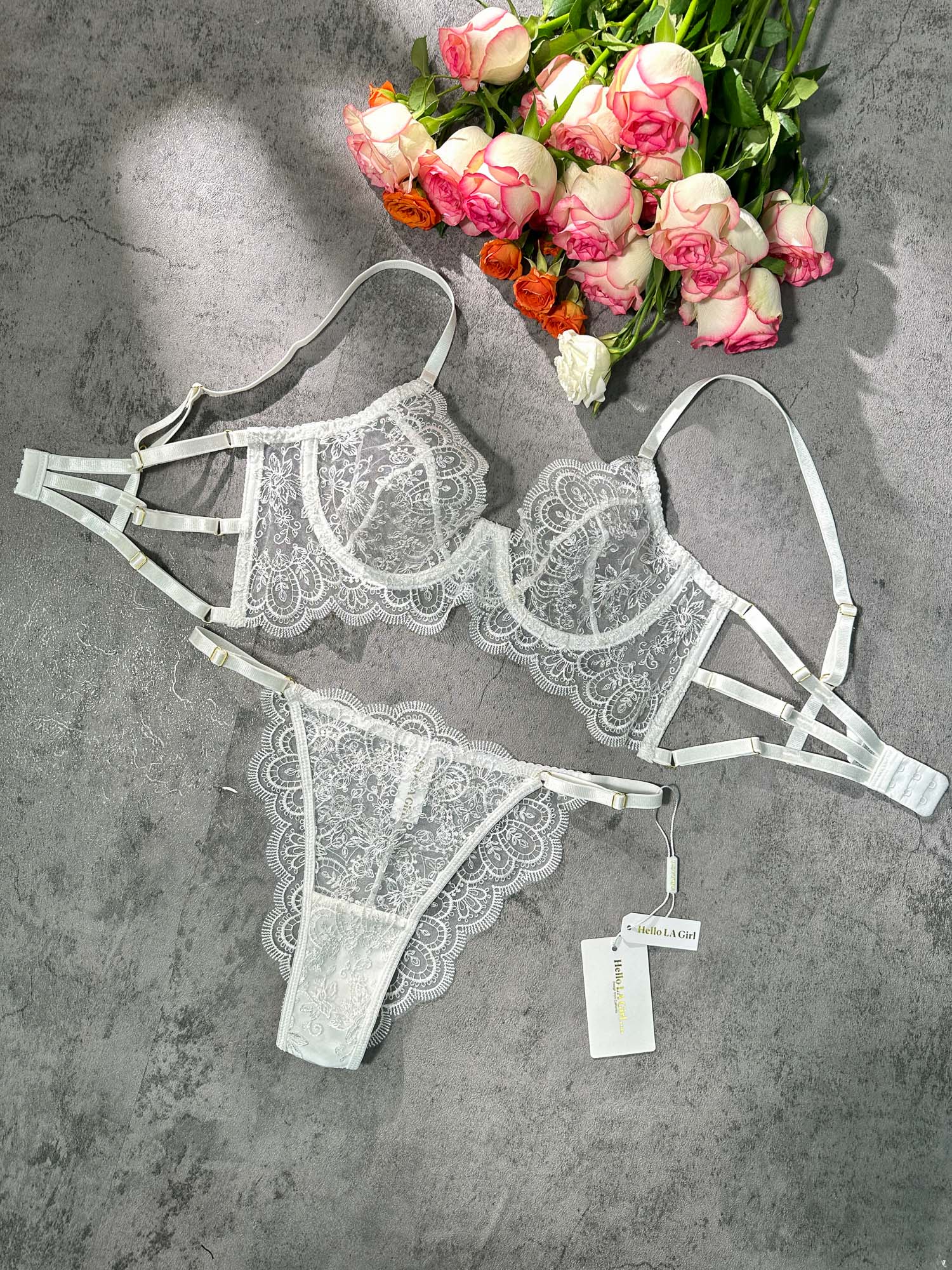 White Exquisite Lace Lingerie Set - Image 10