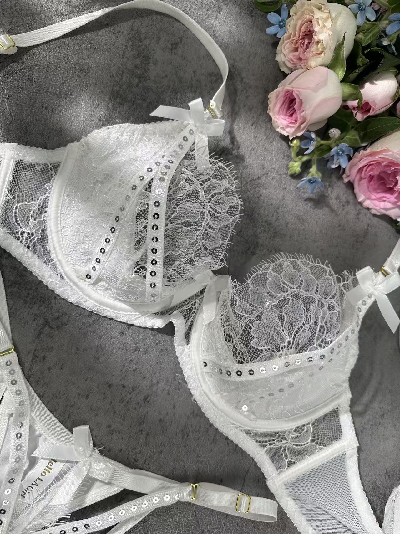 White Lace & Rhinestone Lingerie Set - Image 11